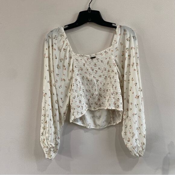 Billabong Love Somebody Cropped Long Sleeve Ballon Top Sz L - Picture 10 of 11